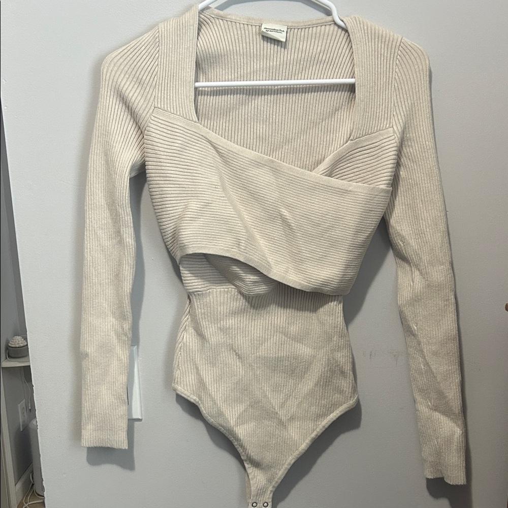 Abercrombie & Fitch Beige Ribbed Bodysuit